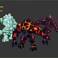 Ice Fire Rock Elemental Giant Game Movie Characters With Luminous Cracks And Solid Bodies