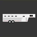 White Horse Trailer Featuring Multiple Windows Dual Wheels Red Stripes and Smooth Surface Reflection