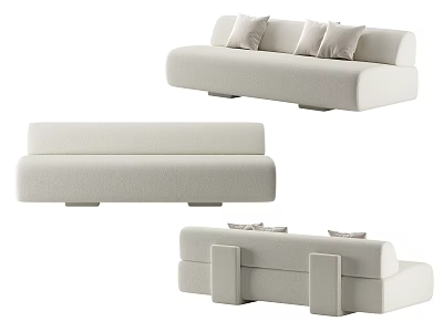 Modern Beige Fabric Sectional Sofa With Decorative Pillows And Clean Lines Design 3d model