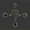 Green Mechanical Robot With Four Legged Biomorphic Design And Blue Lens