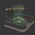 Futuristic Tech Device On Metallic Platform With Railing And Control Panel 3d model
