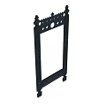 Modern Standing Mirror With Dark Decorative Frame And Ornate Details