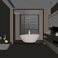 Modern Bathroom Interior Design With Freestanding Bathtub Window Blinds And Vanity Mirror