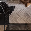 Modern Living Room Interior With Herringbone Floor Sofa Coffee Table And Accent Chair
