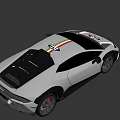White Sports Car with Green White Red Stripes Black Wheels and Sleek Aerodynamic Exterior Design