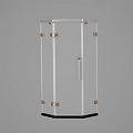 Transparent Glass Hexagonal Shower Sauna Enclosure With Metal Connectors And Black Base