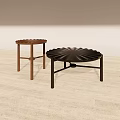 Two Modern Coffee Tables with Wooden and Metal Frames Petal Shaped Top for Living Room