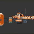 Orange Pixel Art Sci Fi Weapon With Detailed Tech Components And Modern Design 3d model
