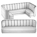 Green Corner Sofa And Burgundy Bench Sofa With Velvet Upholstery And Wooden Frame