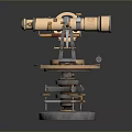 Vintage Brass Measuring Instrument With Precision Dials And Telescope For Home Decoration
