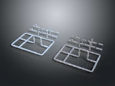 Industrial Equipment Metal Frames Two Pieces With Square Borders And Cross Structures 3d model