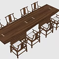 Wooden Conference Table With Traditional Chinese Style Chairs For Meeting Room
