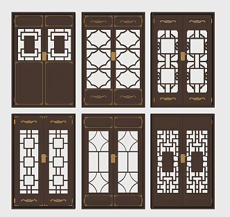 New Chinese Double Door 3d model