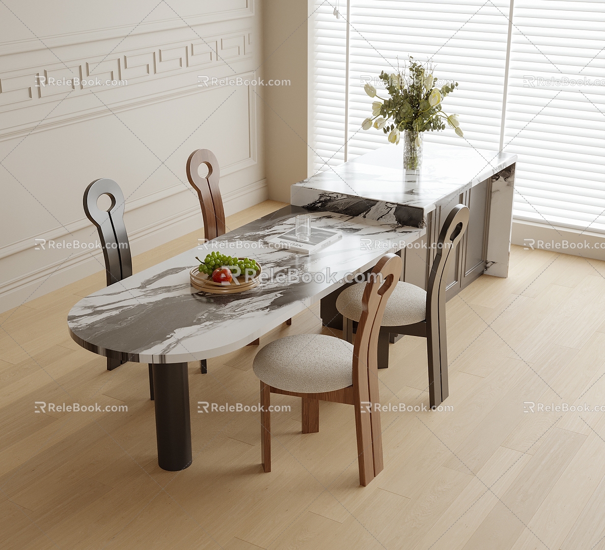 Modern Dining Table and Chair Dining Chair Single Chair 3d model