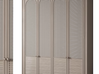 Elegant Modern Decorative Cabinet With Perforated Panel Doors And Metal Knobs 3d model