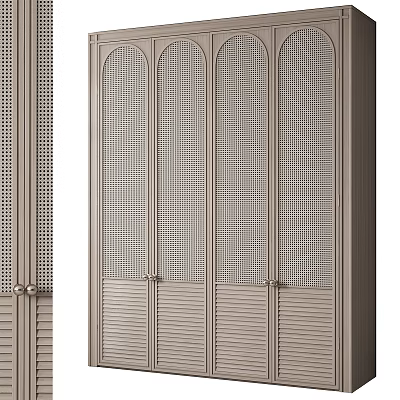 Elegant Modern Decorative Cabinet With Perforated Panel Doors And Metal Knobs 3d model