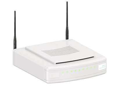 White Office Electrical Wireless Router With Two Antennas For High Speed Office Connectivity 3d model