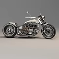 Vintage Custom Silver Motorcycle With Classic Headlight Large Wheels Chrome Exhaust And Leather Seat