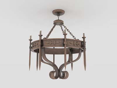 Vintage Metal Chandelier With Decorative Chain And Intricate Geometric Patterns For Interior Decoration 3d model