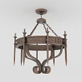 Vintage Metal Chandelier With Decorative Chain And Intricate Geometric Patterns For Interior Decoration