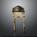 Classical Stone Arch Structure With Ornate Carvings And Architectural Design