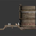 Ancient Wooden Boat With Multi Deck Structure And Decorative Details Display Model