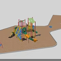 Kids Playground With Colorful Slides Climbing Frames And Safe Play Surface 3d model