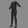 Black Leather Zipper Jacket With Ripped Slim Fit Jeans Casual Fashion Outfit