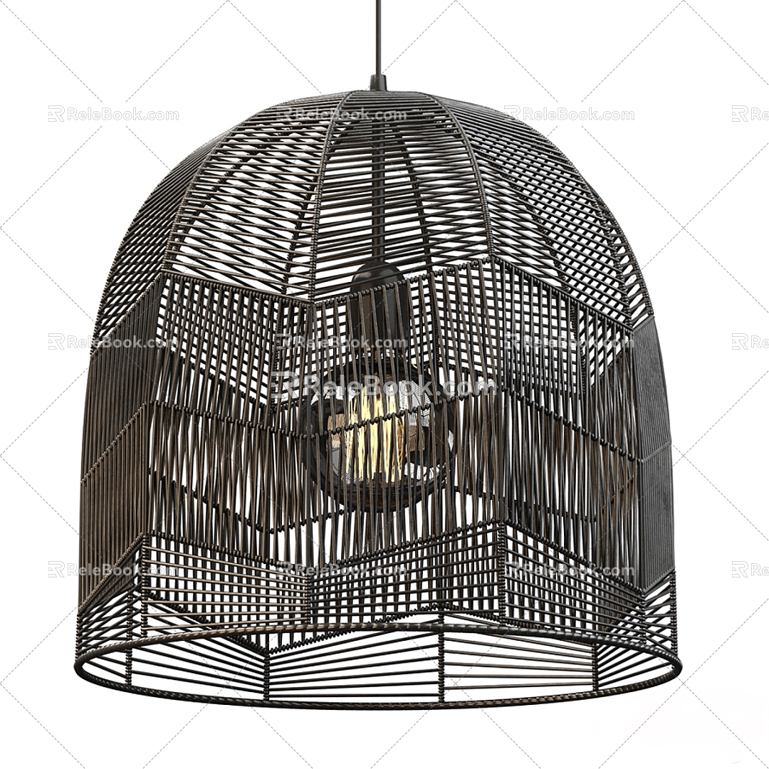 Industrial wind metal chandelier 3d model