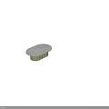 Modern Oval Coffee Table with Gray Top and Green Vertical Striped Base 3d model
