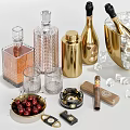 Luxury Wine Bottles and Glasses with Ice Bucket and Accessories