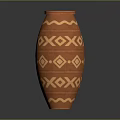 Decorative Terracotta Vase With Geometric Patterns And Cylindrical Shape For Home Decor 3d model