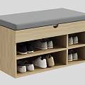 Wooden Shoe Cabinet With Padded Top Seat Drawer And Storage Compartments For Shoes