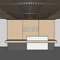 Modern front desk and background wall 3d model