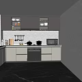 Modern Kitchen With Upper Lower Cabinets White Countertop And Appliances