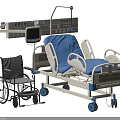 Modern Medical Equipment Including Adjustable Bed Wheelchair Control Panel and Monitor
