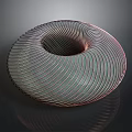 Stylish Metallic Spiral Bowl With Striped Pattern And Reflective Surface Against Dark Background