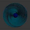 Shiny Blue Coiled Spiral Design With Central Sphere On Gray Background 3d model