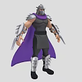 Game And Movie Character In Silver Armor With Purple Cape And Spiked Decorations