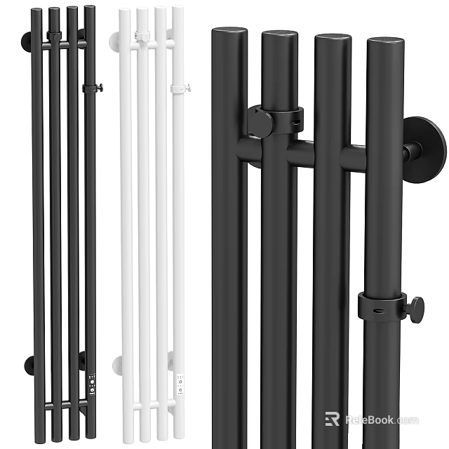 Modern Stylish Bathroom Accessories With Black White Metal Towel Bars And Rail Racks 3d model 