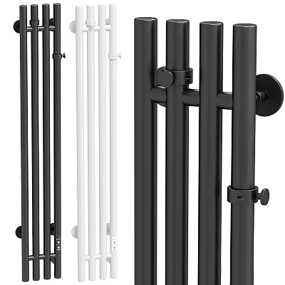 Modern Stylish Bathroom Accessories With Black White Metal Towel Bars And Rail Racks 3d model