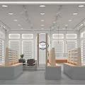 Modern Retail Store Interior With Wooden Display Shelves And Counters 3d model
