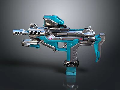 Advanced Futuristic Sci Fi Weapon With Blue Green And Silver Design Features 3d model