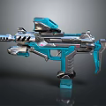 Advanced Futuristic Sci Fi Weapon With Blue Green And Silver Design Features