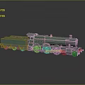 Vintage Green Steam Train Model Featuring Yellow Accents Red Front and Gray Background Reflection