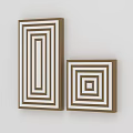 Rectangular and Square Brown Framed Wall Decor with White Concentric Patterns 3d model
