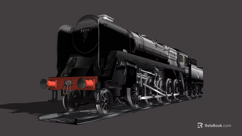 Vintage Black Steam Train With Red Front And Number 4472 On Tracks 3d model 