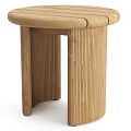 Natural Oak Coffee Table With Vertical Striped Legs And Smooth Round Top