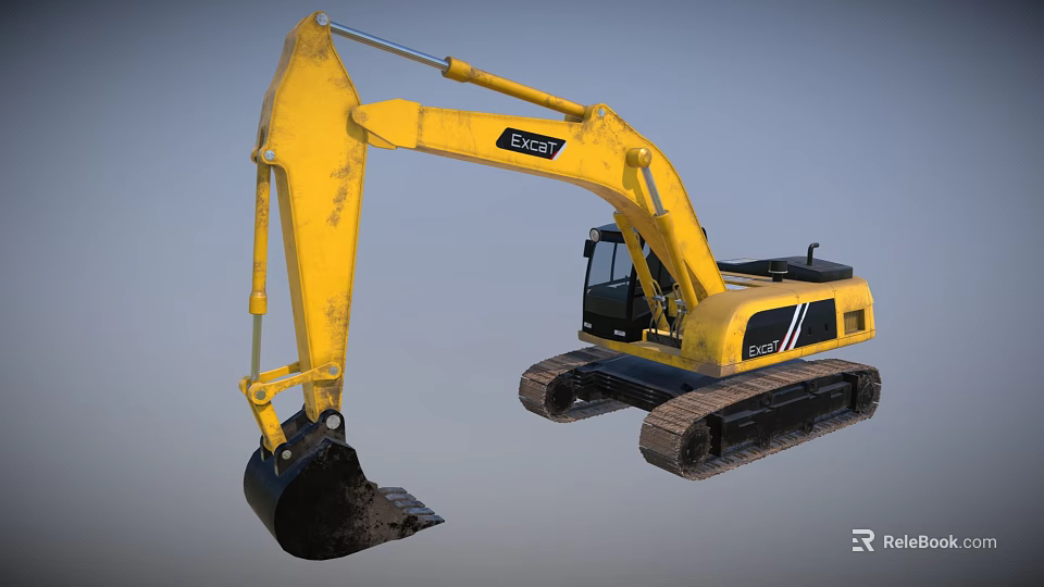 Lonking Yellow Heavy Duty Tracked Excavator Construction Functional Vehicle With Bucket 3d model 