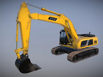 Lonking Yellow Heavy Duty Tracked Excavator Construction Functional Vehicle With Bucket 3d model